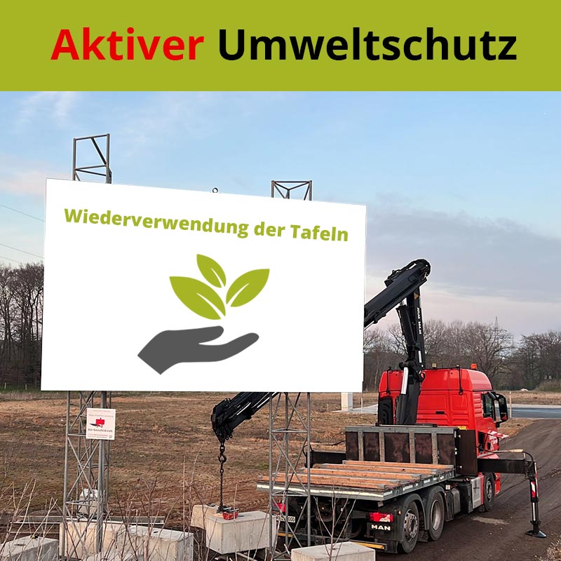 Bautafel Umweltschutz Recycling: Wir nutzen die Tafeln immer wieder. Nur die Folien werden ausgetauscht. Daher keine kostenpflichtige Entsorgung.