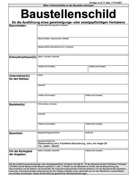 Baustellenschild Thüringen Freistaat
